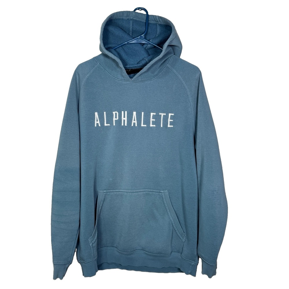 Alphalete Athletics Hoodie Mens M Blue Embroidered Logo Gym Pullover 2016